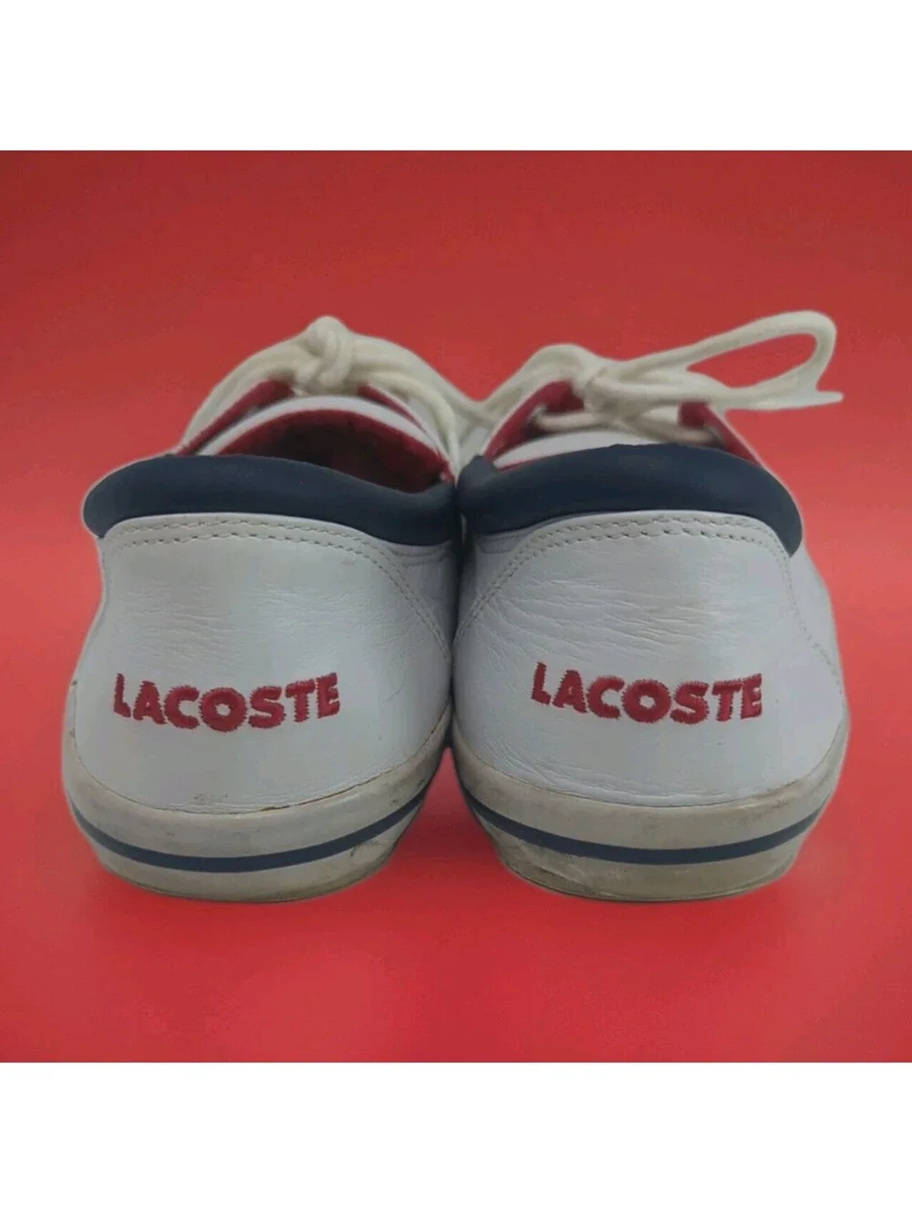 LACOSTE Shakespeare TLS Leather Casual Loafers Boat Shoes Mens 10 Milk White